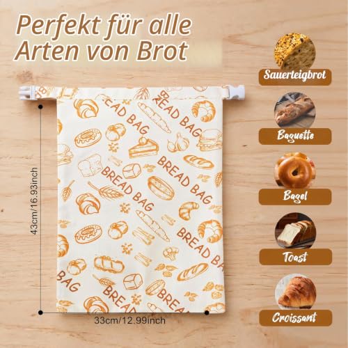 Detalle de AirBanish Bienenwachs Brotbeutel – 2 Stück, Leinen 43×33 cm