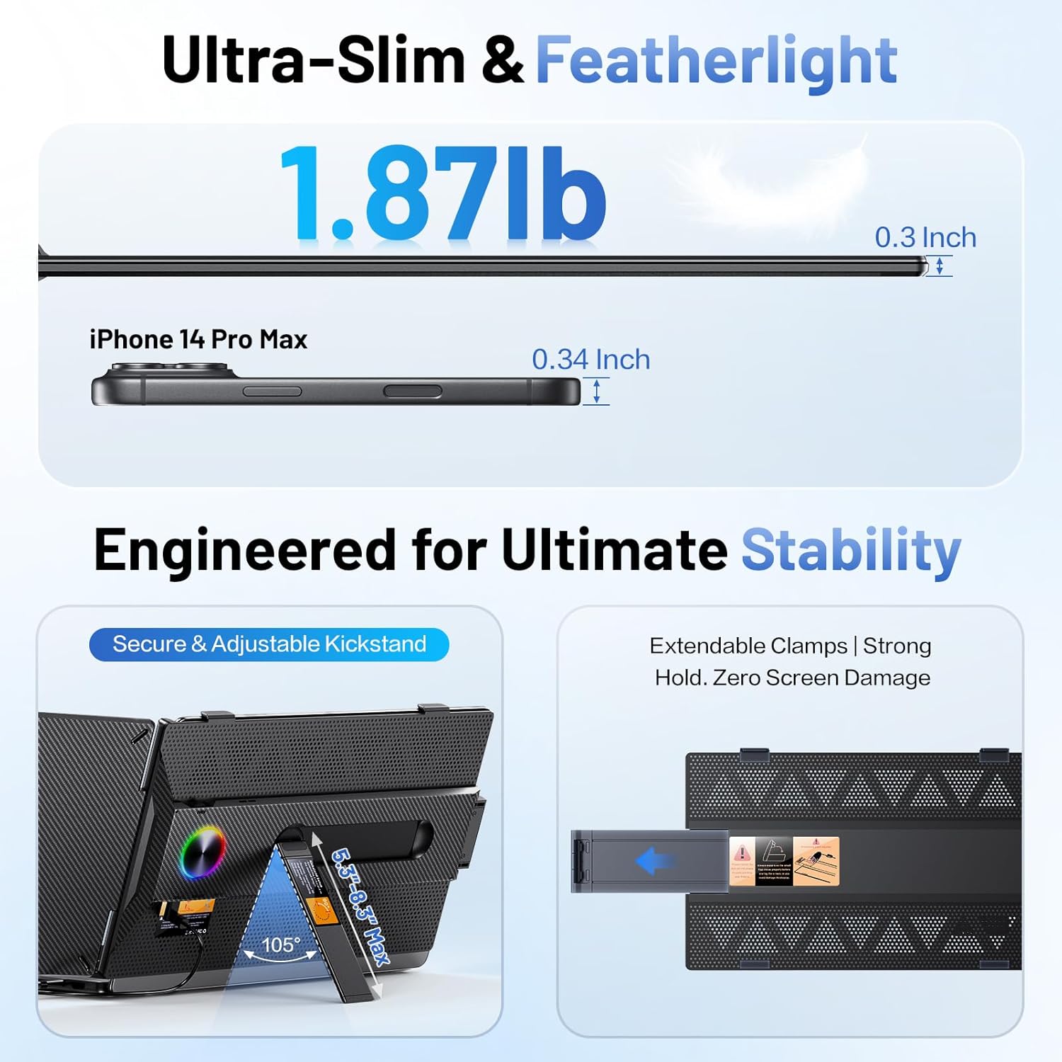 Thumbnail 3 de Anyking 14” FHD Laptop Screen Extender: Portable Dual Monitor for 13–17.3” Laptops