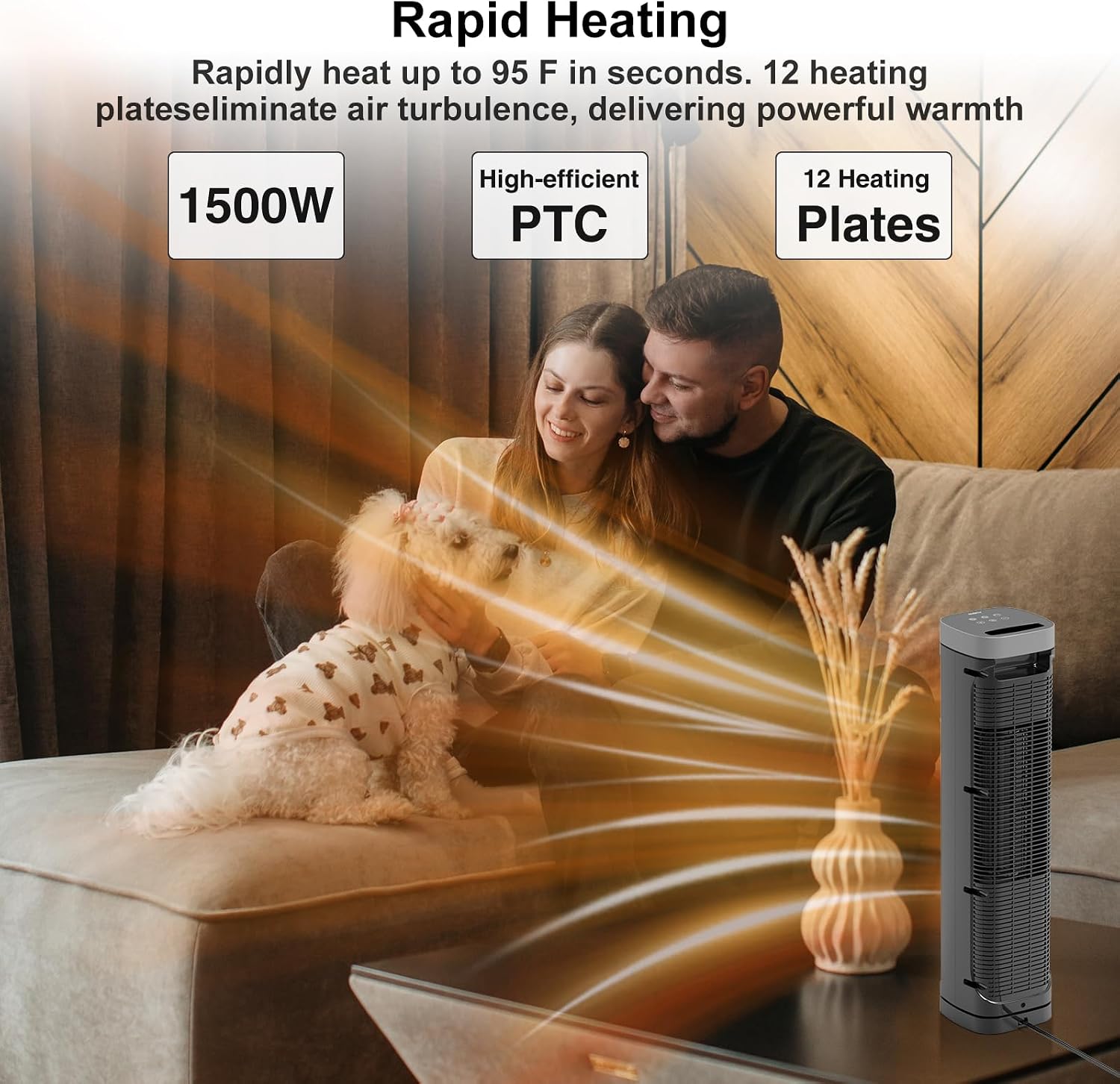 Thumbnail 2 de AUBKN PTC-SL2403 1500W Ceramic Tower Space Heater with Remote