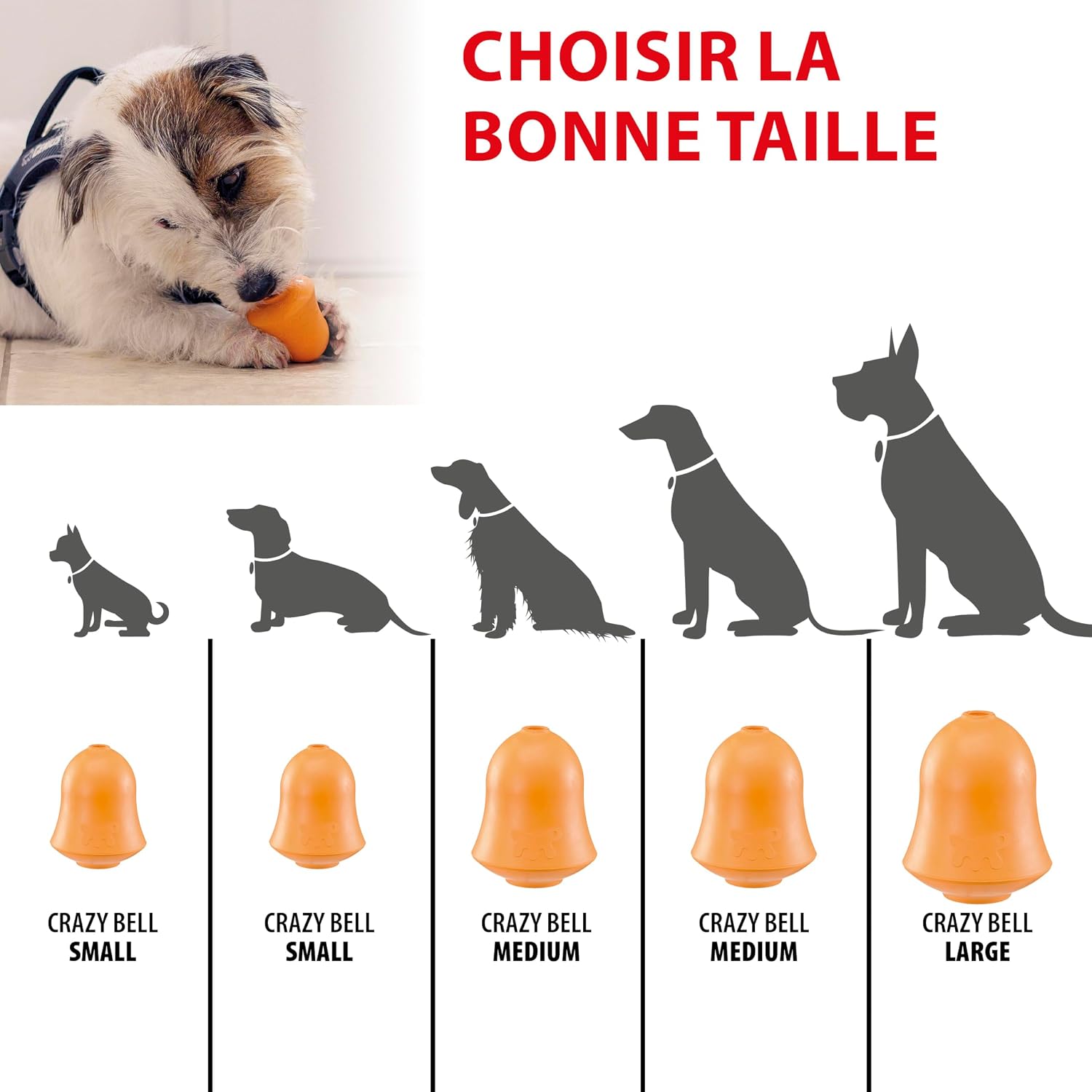 Detalle de Ferplast Crazy Bell – jouet distributeur de croquettes en caoutchouc naturel, arôme poulet (orange)