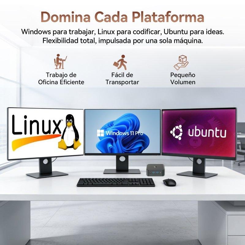 Detalle de Mini PC Huidun H80 con AMD Ryzen 7, 16 GB RAM y 512 GB SSD: escritorio potente en formato ultracompacto
