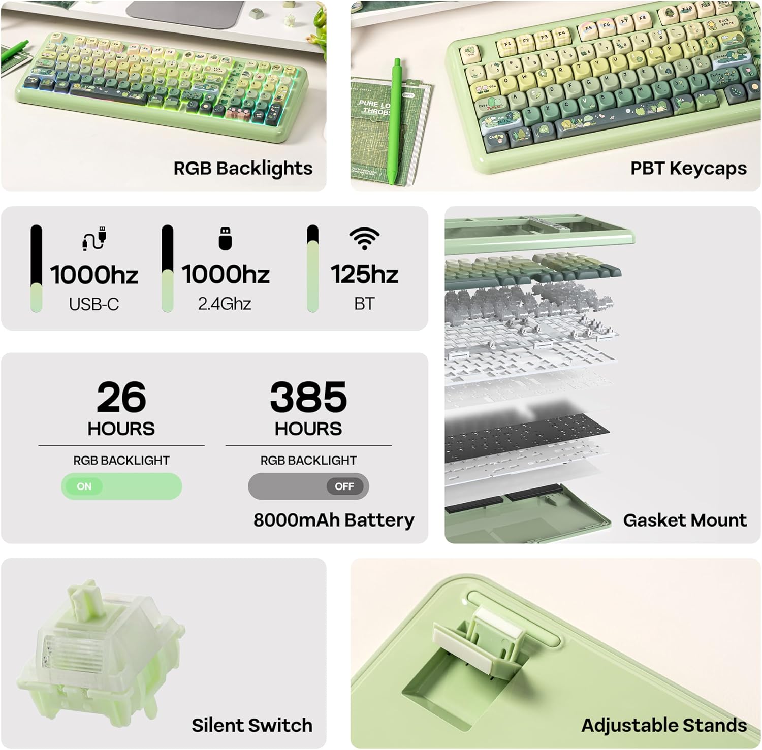 Thumbnail 2 de KiiBoom Phantom98 Lite 96% Wireless Mechanical Keyboard with VIA, Gasket, and 8000mAh Battery