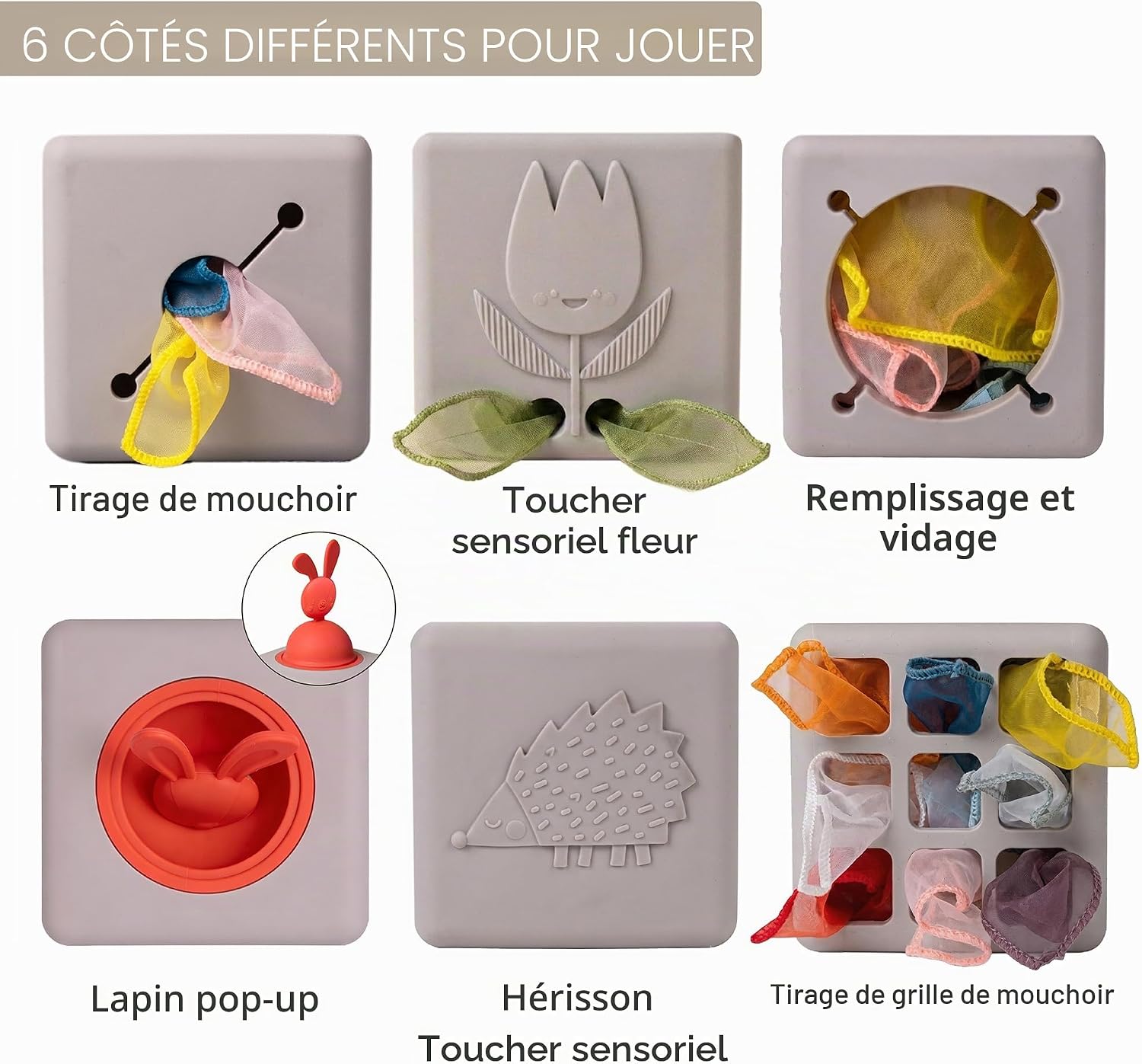 Detalle de Taf toys - 13405 - Boite à lingettes Pop-up: jouet d’éveil avec rangement de lingettes