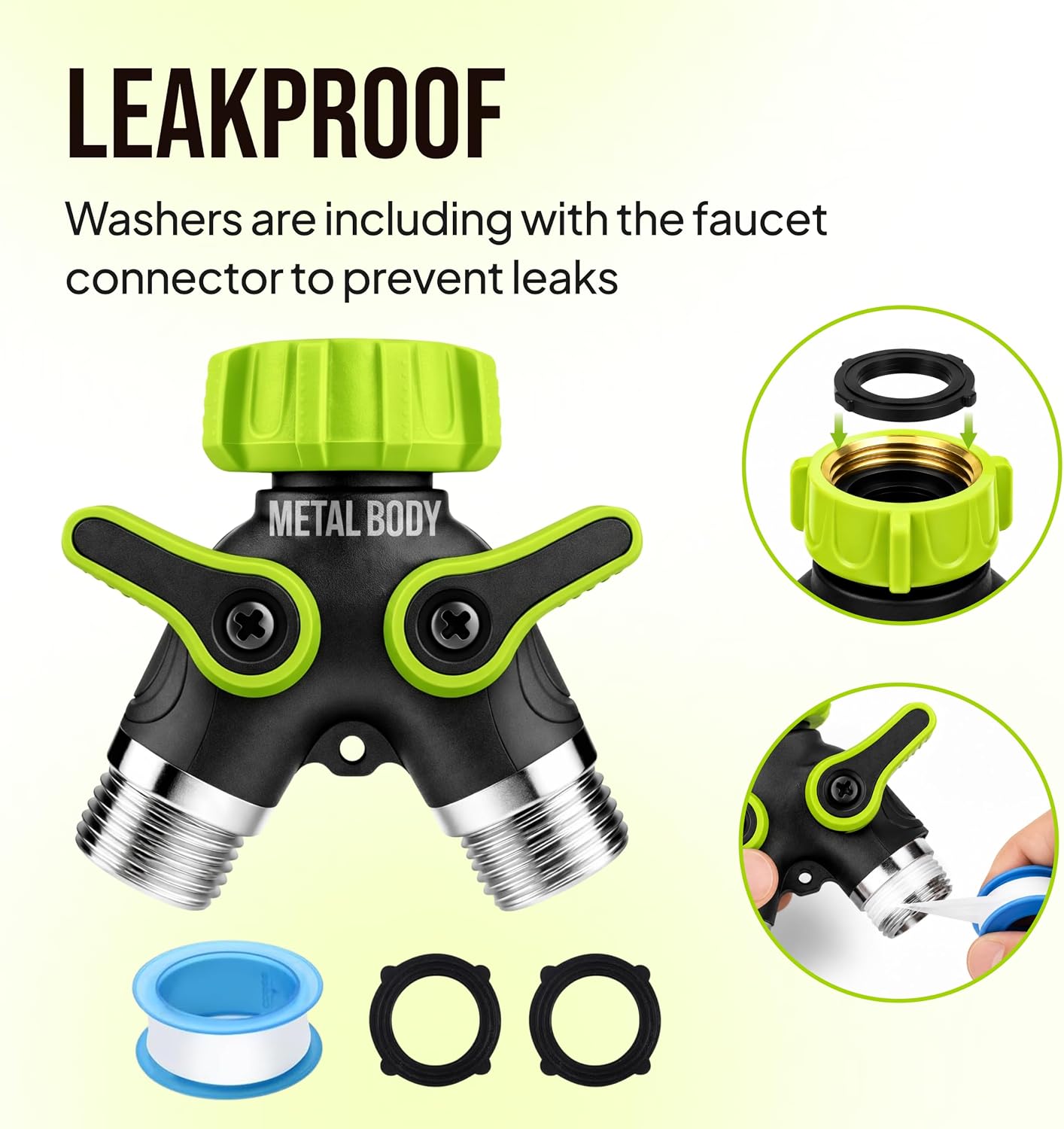 Detalle 2 de Craft911 GHSV-01 2-Way Garden Hose Splitter with Independent Shutoff Valves
