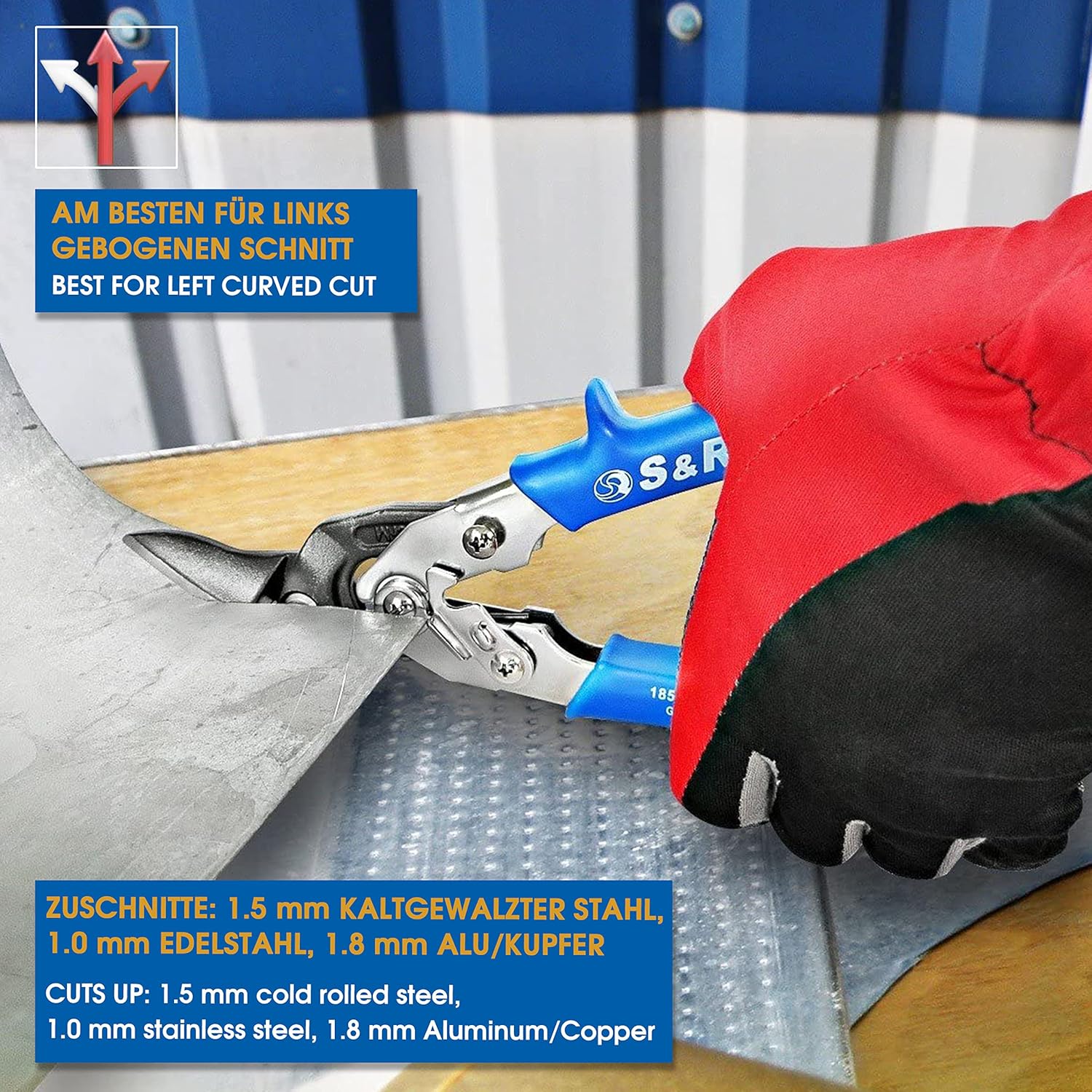 Thumbnail 5 de S&R Blechschere Profi-Qualität Hochleistungsschere – 260 mm, Durchlaufschere, Rechts-/Linksschnitt (je nach Angabe)