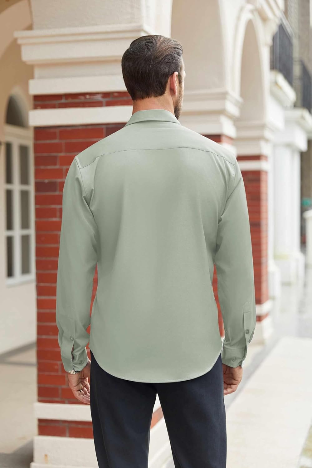 Detalle 1 de COOFANDY Mens Stretch Dress Shirts Long Sleeve