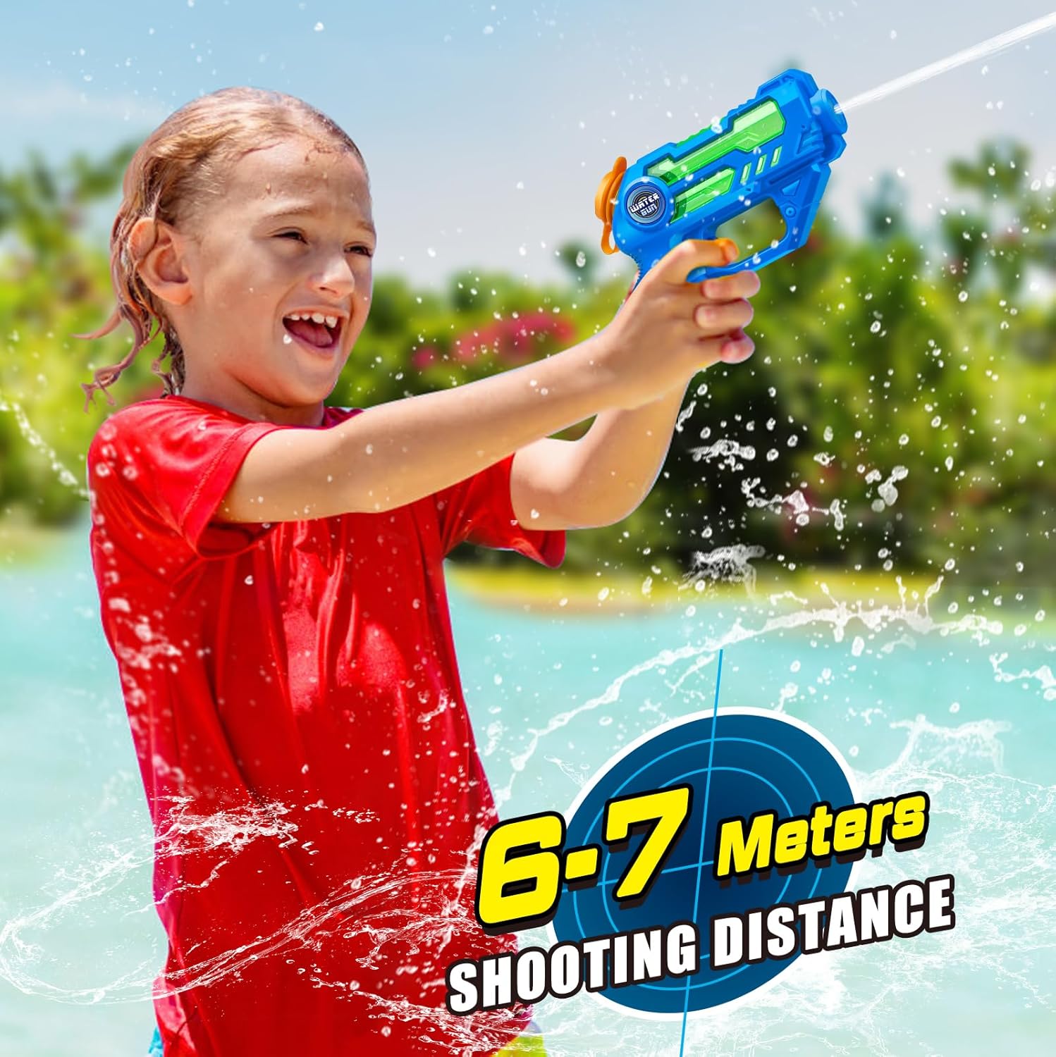Detalle 2 de Pistole Acqua Doviden_Mini per Bambini – Set da 6 pezzi, gittata 7 m, giochi estivi in piscina/spiaggia