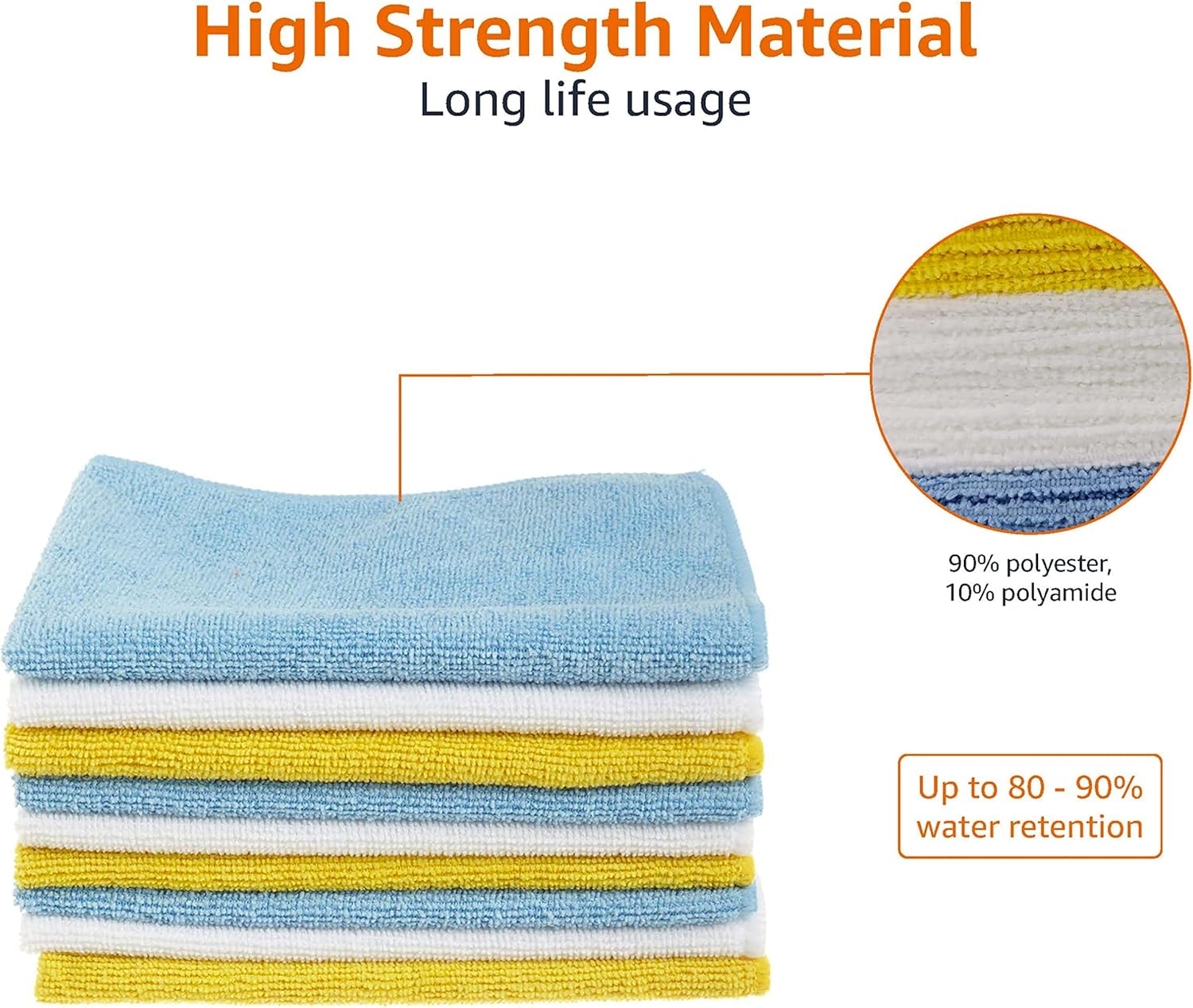 Thumbnail 3 de Amazon Basics Microfibre Cleaning Cloths (Pack of 24) – Blue, Orange & White, 40.5 x 30.5 cm