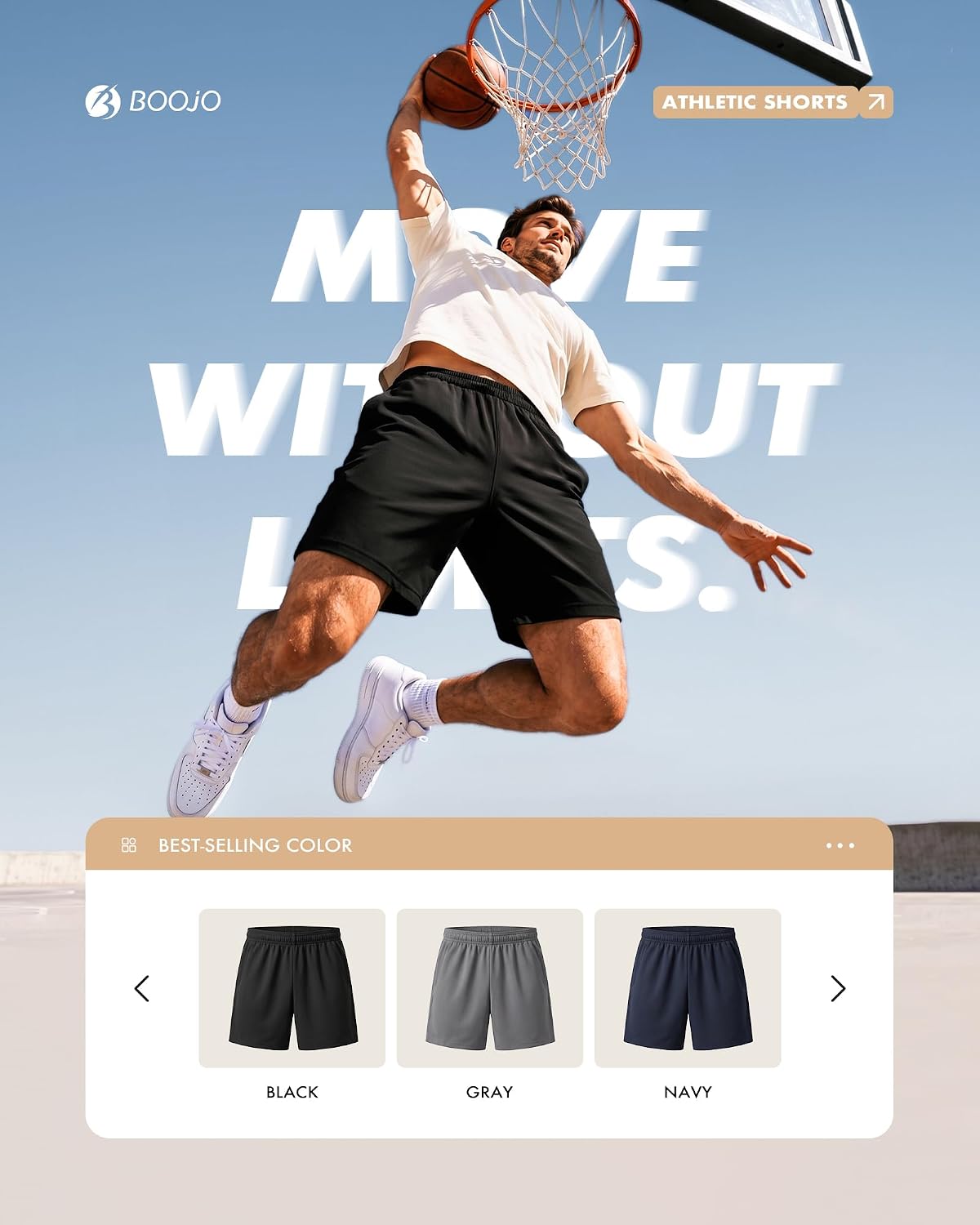 Thumbnail 4 de BOOJO Athletic Shorts 3 Pack Gym Basketball