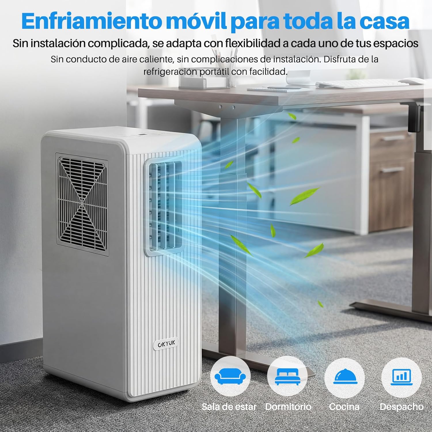 Thumbnail 3 de OKYUK Condizionatore portatile a risparmio energetico 200 W (R290) 3 in 1 con tubo di scarico bianco