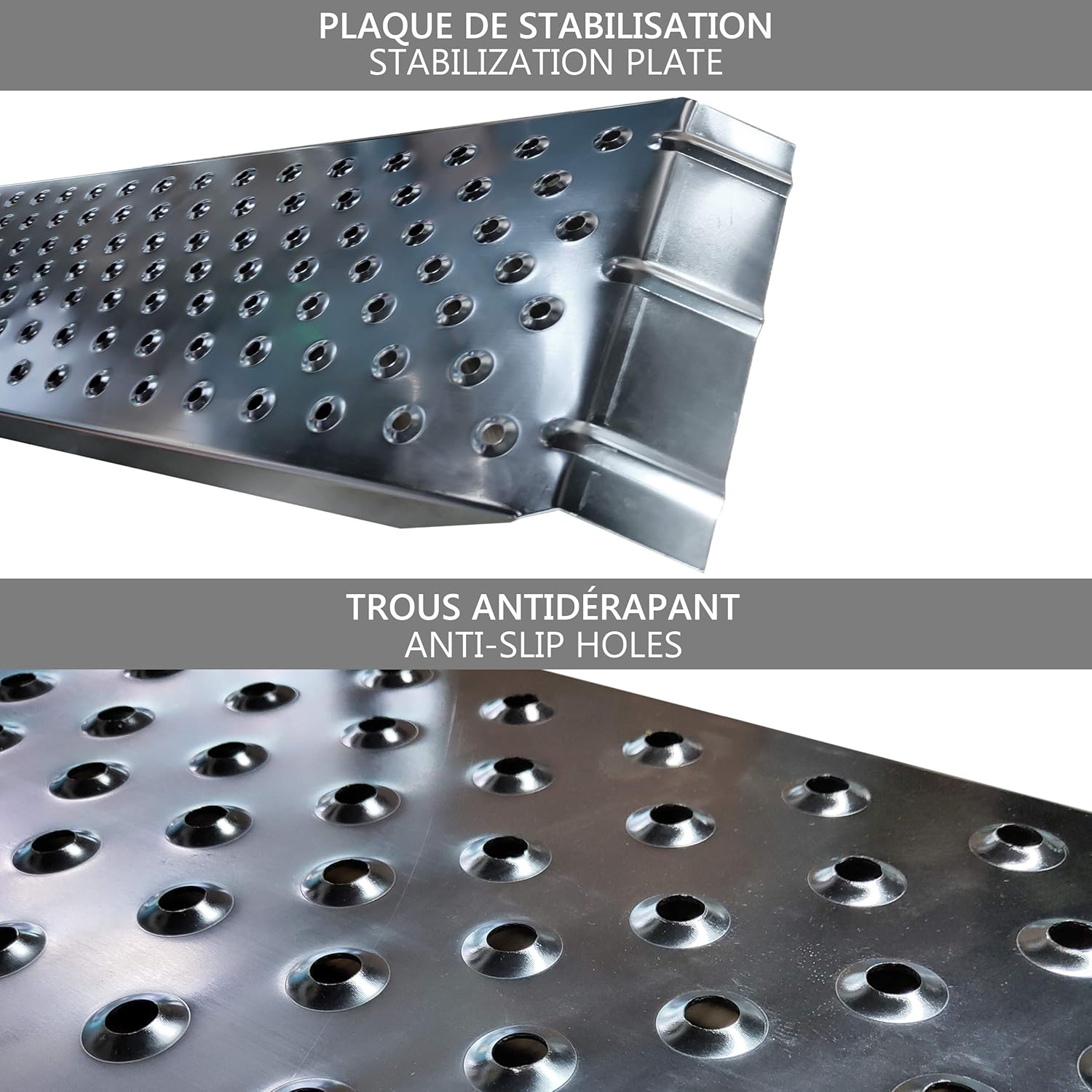 Detalle de Vounot Steel Load Ramp Pair for Vehicles and Equipment (135 x 23 cm, 400 kg Max)