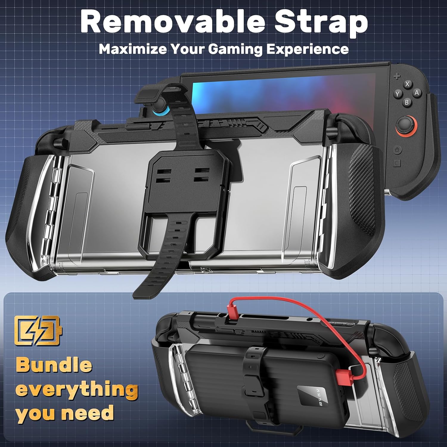Thumbnail 2 de daydayup Carrying Protective Case Compatible with Nintendo Switch 2, Dockable Switch 2 Cover with Detachable Metal Bracket and Strap for Power Bank, Comprehensive Protection
daydayup Carrying Protective Case Compatibl…