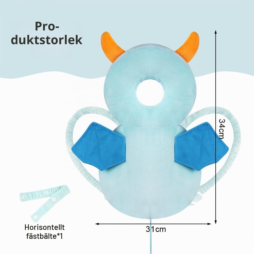 Detalle 2 de Vicloon babyhuvudskydd Blått monster med justerbar utformning och knäskydd
