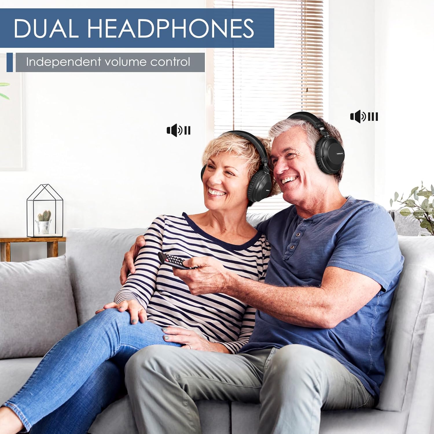 Thumbnail 1 de SIMOLIO Duo Kabelloser TV Kopfhörer 737D Plus – Kino & Dialogmodus, 50 m Reichweite, Bypass zur Soundbar