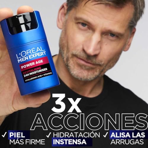 Detalle de L'Oréal Paris Men Expert Power Age Crema Hidratante Anti-Edad 24H con Ácido Hialurónico (50 ml)