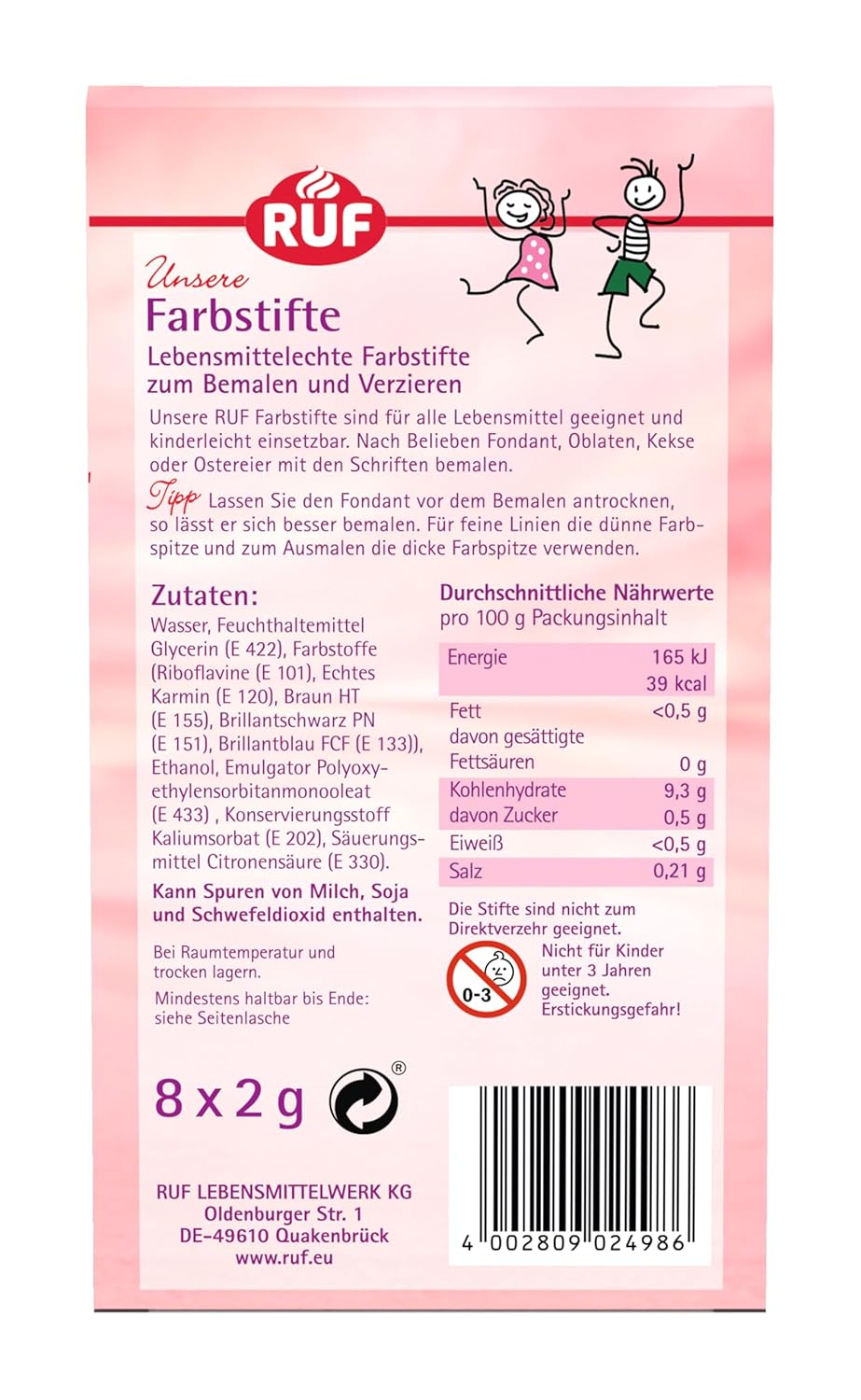 Thumbnail 1 de RUF Lebensmittel-Farbstifte: 8 essbare Speisefarben als Stifte-Set mit je 2 Spitzen