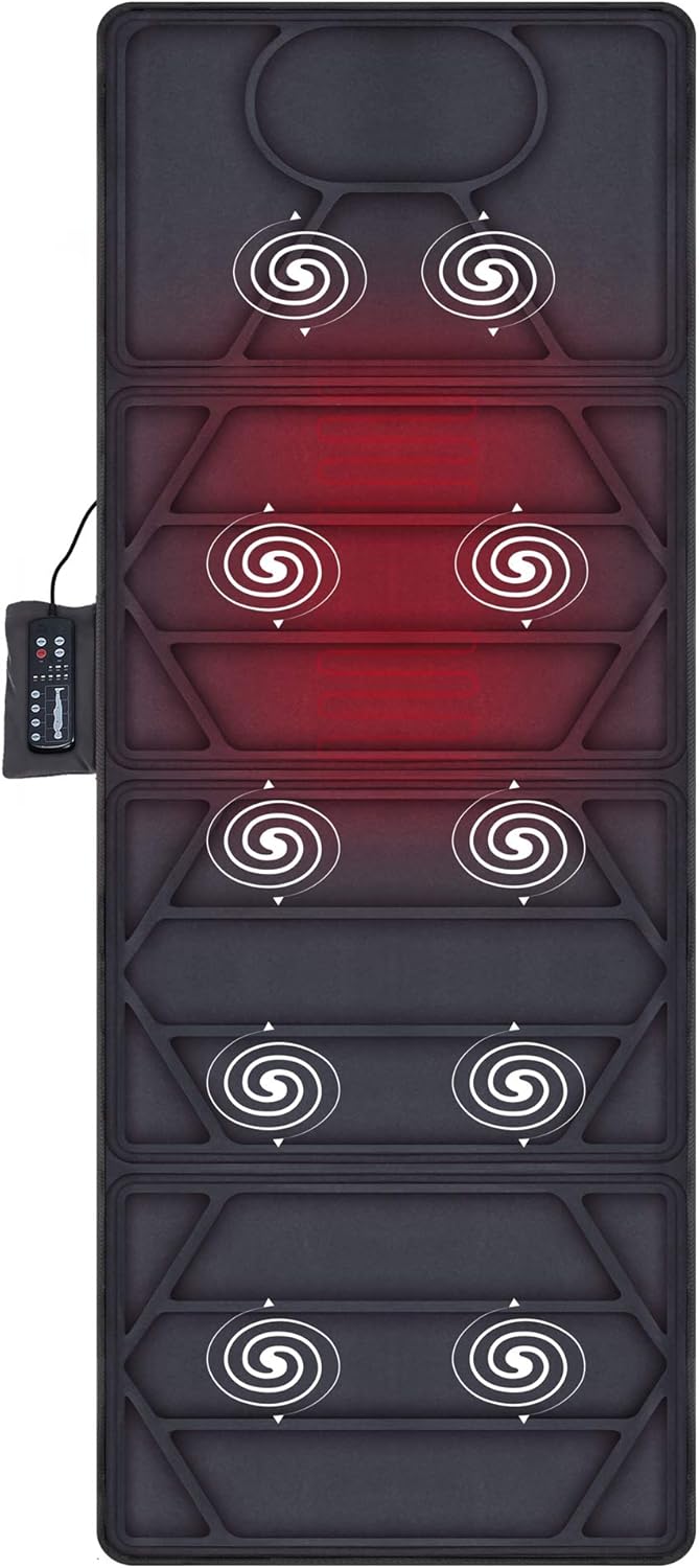 Snailax Full Body Massage Mat with Heat (10 Motor Vibration) for Neck, Back, Shoulders & Calves