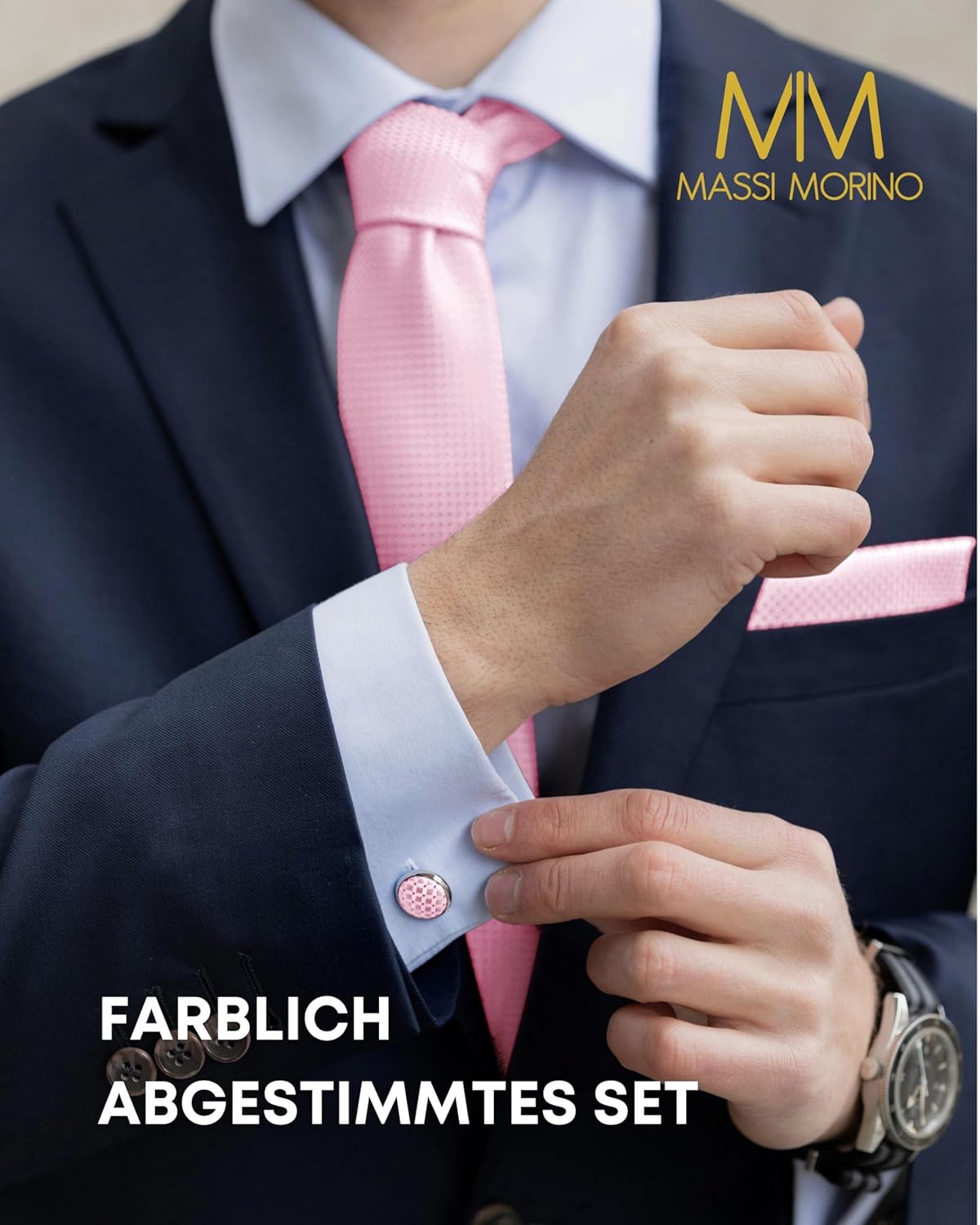 Thumbnail 2 de Massi Morino Krawatte mit Einstecktuch Set Herren – 5-in-1 Geschenkset für besondere Anlässe