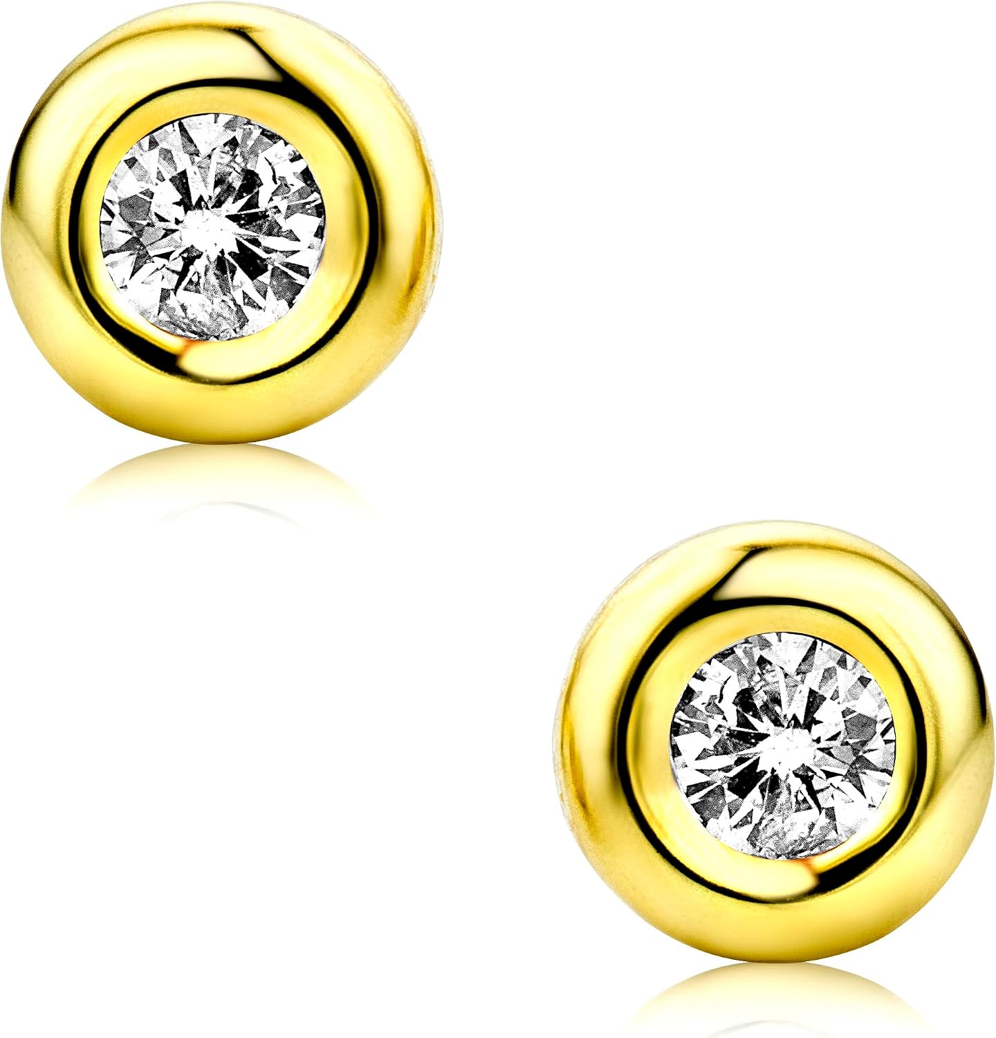 Detalle de Orecchini Orovi con Zirconi 9K Gold 375 - Piccoli a lobo, bordo in Oro Giallo Lucido