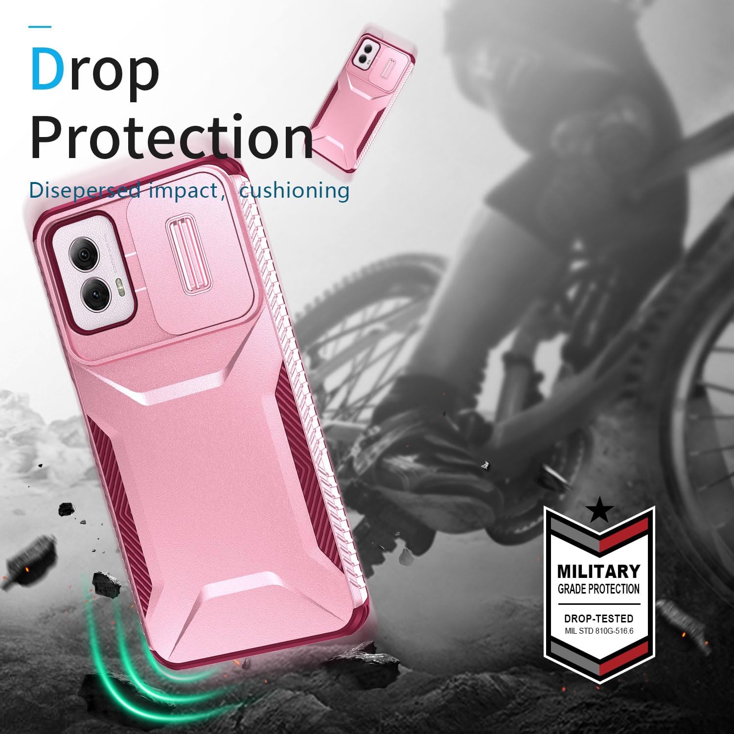 Thumbnail 3 de Asuwish Pink Hybrid Case for Motorola Moto G Power 5G (2024) with Camera Cover