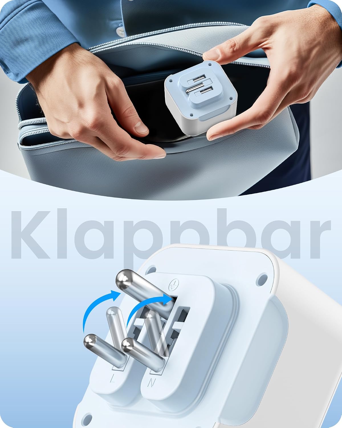 Detalle de LENCENT Klappbarer Reiseadapter Typ D 2500W