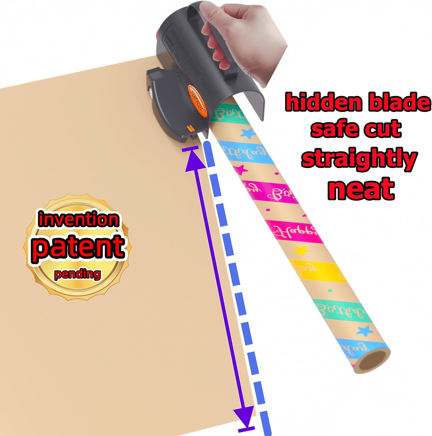 Detalle de perfycut PFC-868 Wrapping Paper Cutter with Retractable Blade and 3 Replacements