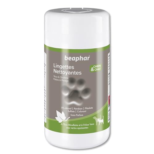 Detalle de Beaphar Lingettes Nettoyantes Yeux, Oreilles, Pattes et Pelage pour Chien etChat – Calendula apaisante – 100 lingettes