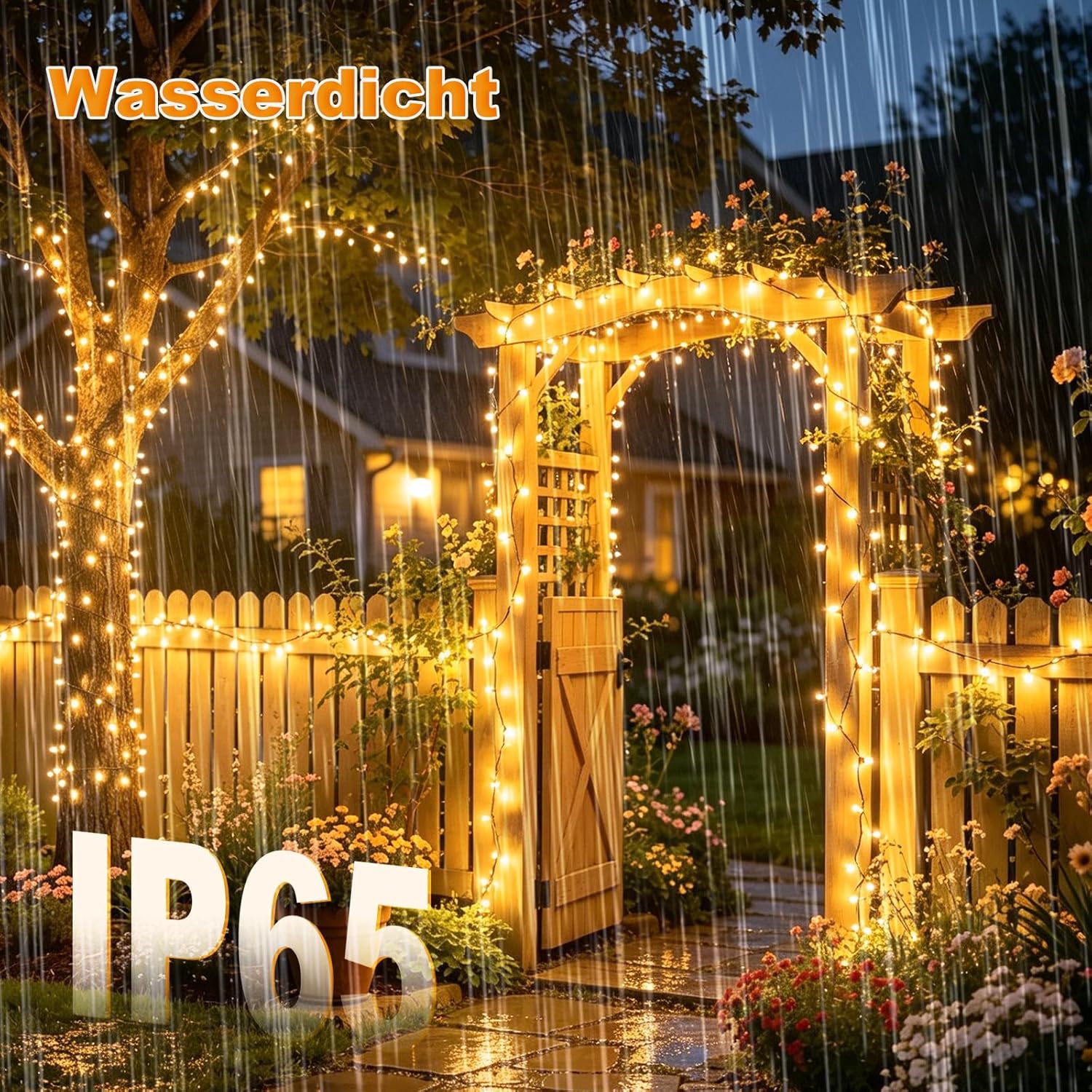 Thumbnail 3 de litogo Solar-Lichterkette Außen 12 m (2 Stück) mit 120 LEDs – 8 Modi, kupferdraht, IP44 wasserdicht