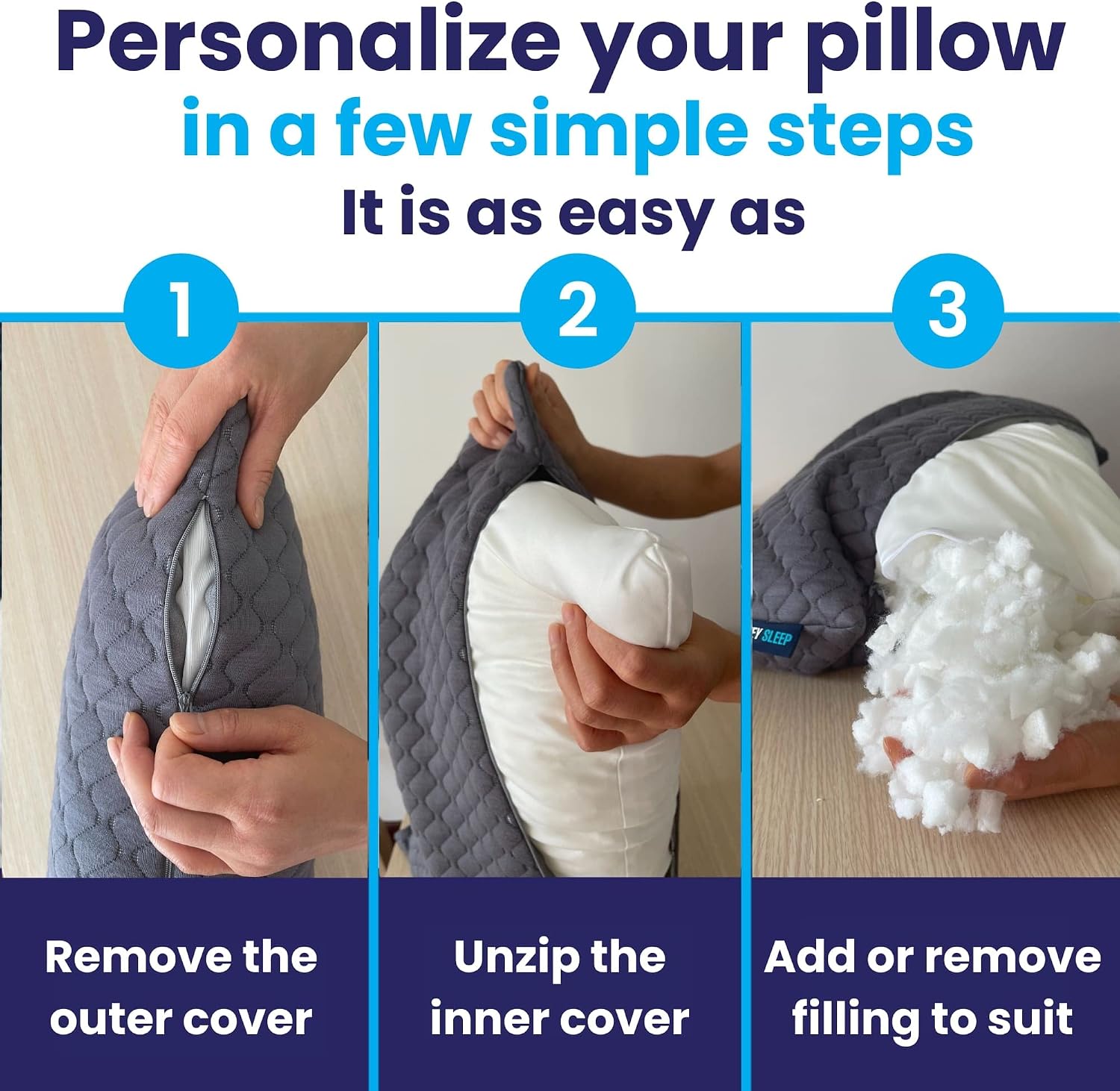 Detalle de Sidney Sleep Adjustable Cervical Pillow Queen Size
