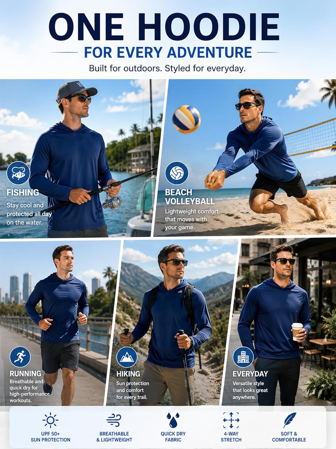 Detalle 2 de ZITY 3-Pack Sun Protection Hoodie UPF 50+