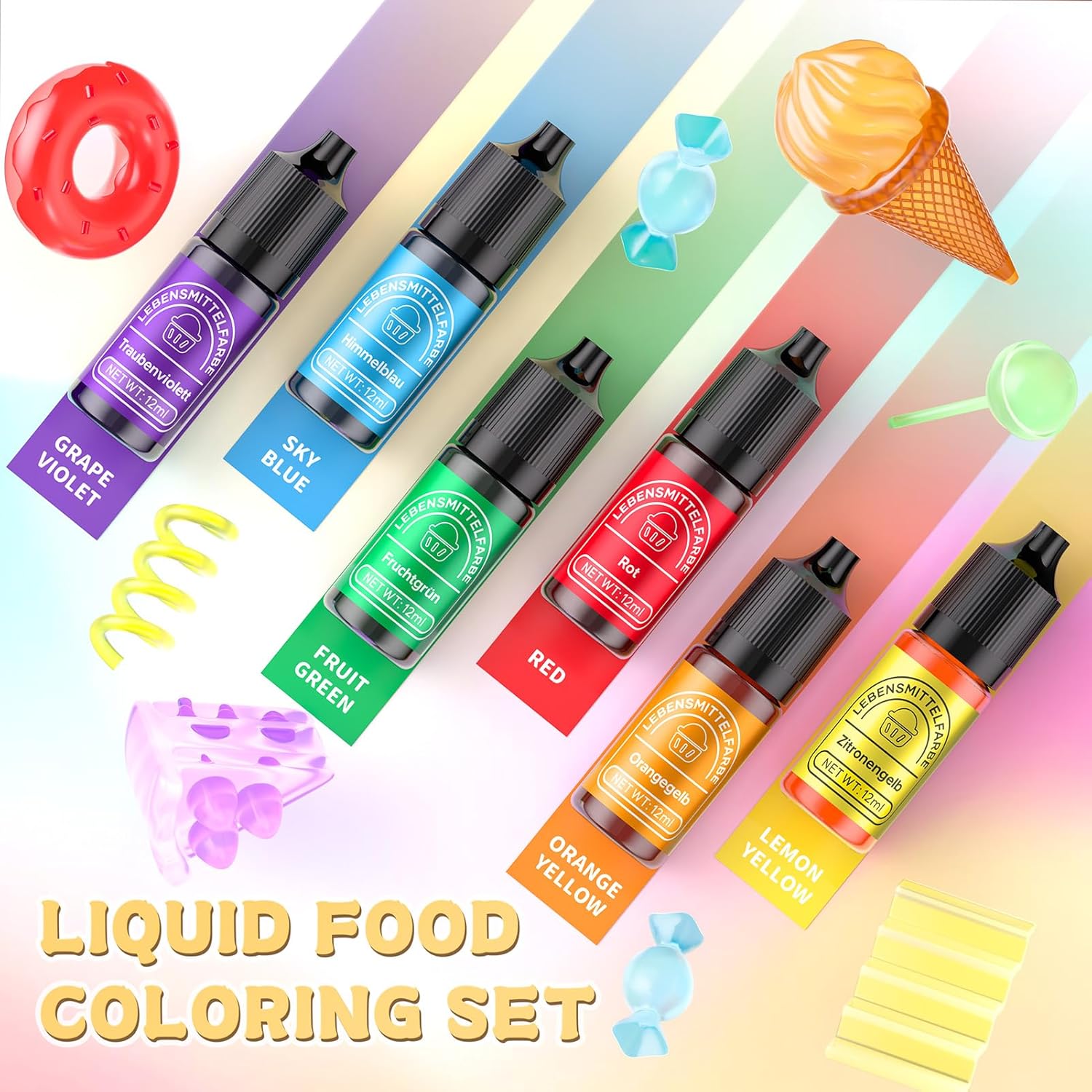 Thumbnail 6 de Wwtop Lebensmittelfarbe 6 Farben x12 ml 🍰