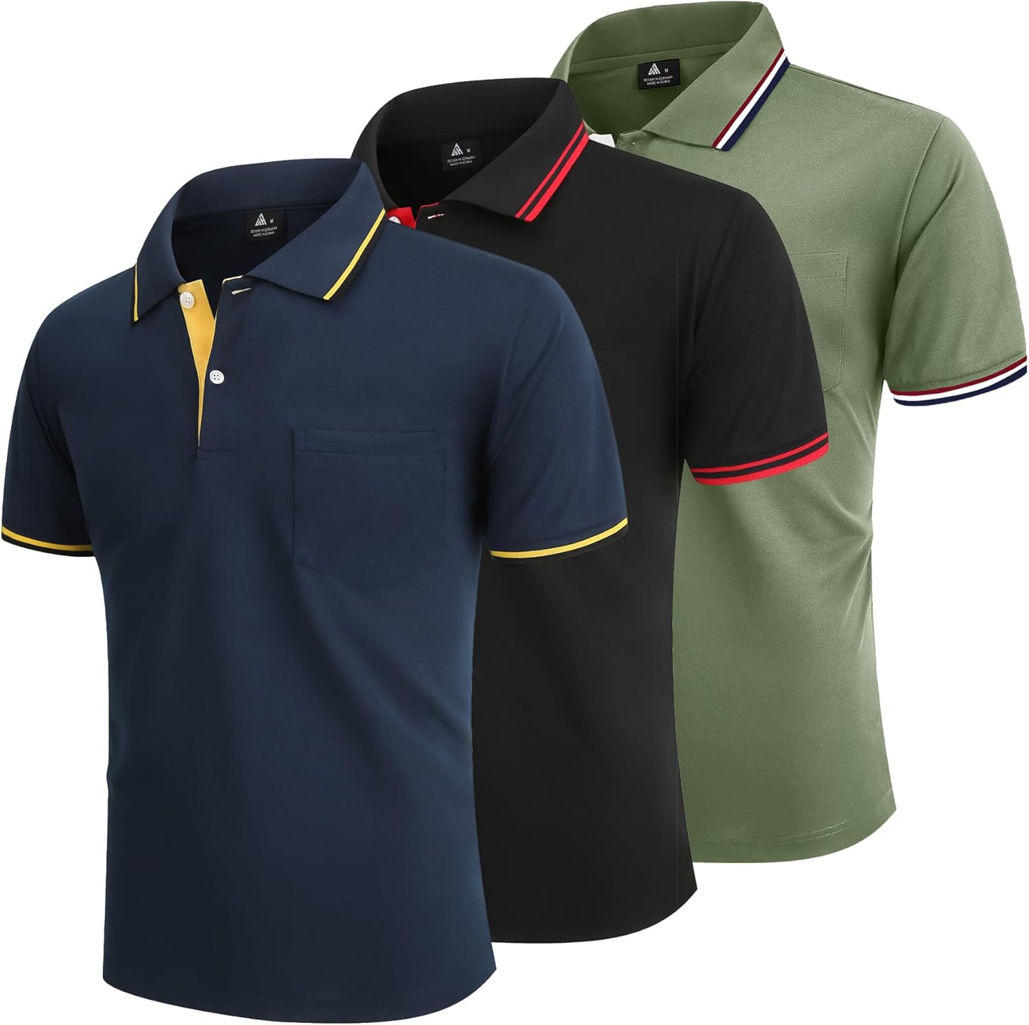Detalle de LLdress Polo Uomo Maniche Corte – Pacco da 3 Polo da Golf/Tennis Traspirante, Leggera