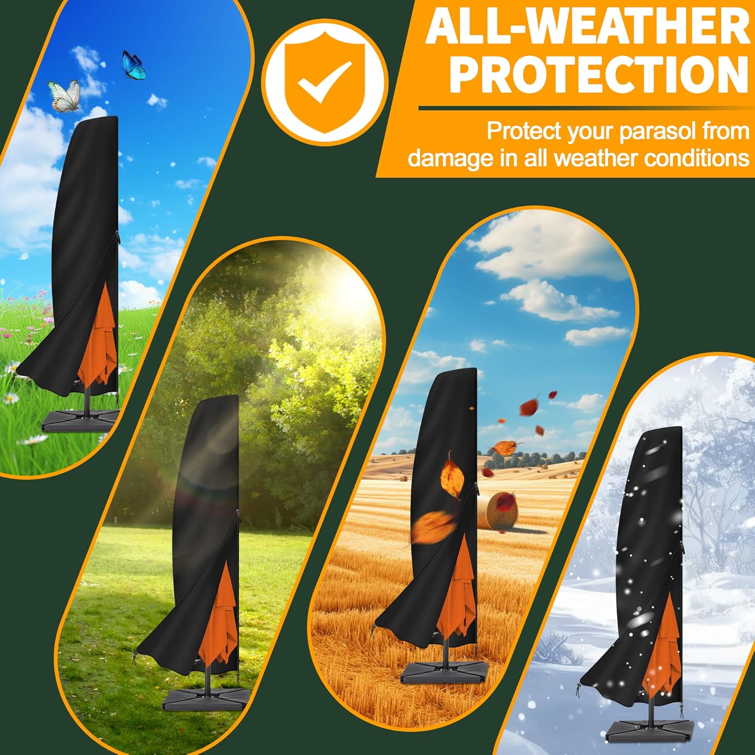 Thumbnail 5 de Enzeno Ampelschirme Schutzhülle für Sonnenschirme 3 bis 4 m (280 x 40/81/50 cm) – wasserdichte Abdeckhaube