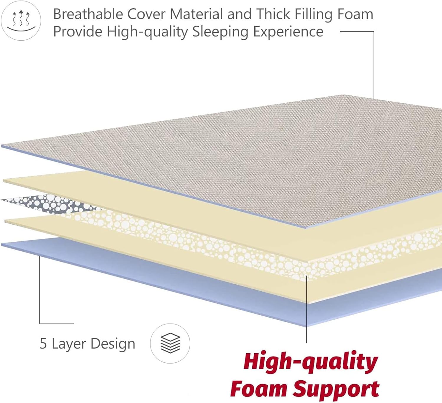 Thumbnail 5 de MAXYOYO 2502-(series) Queen Floor Futon, 4-Inch Foldable Mattress, Off-White