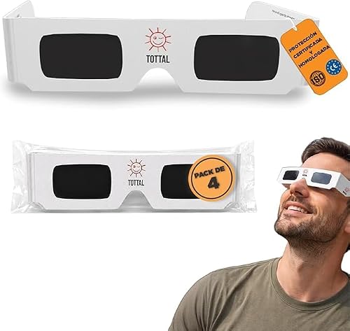 Imagen de Tottal Pack 4 Gafas Eclipse Solar Homologadas ISO 12312-2 en OfertitasTOP