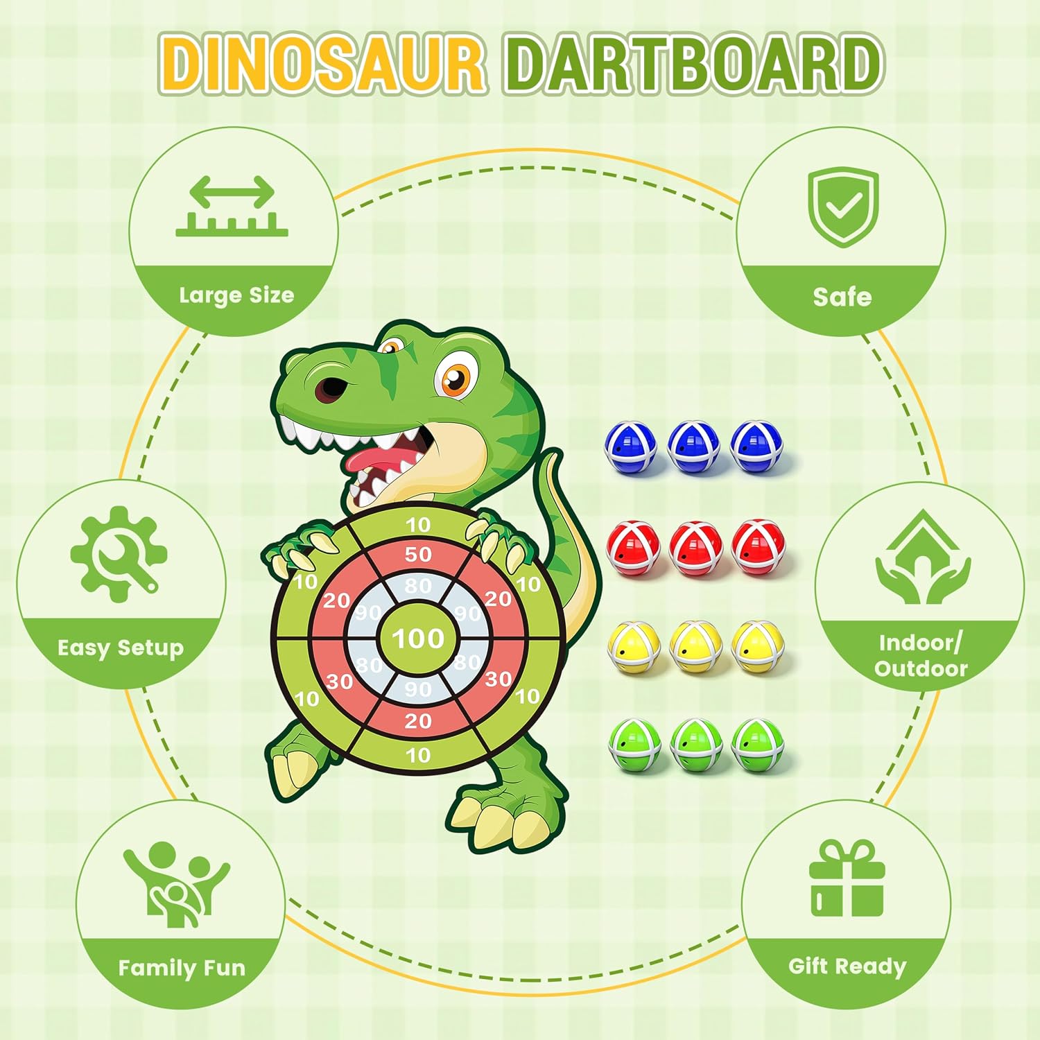 Thumbnail 5 de Dinosaur Dart Board 30" for Kids