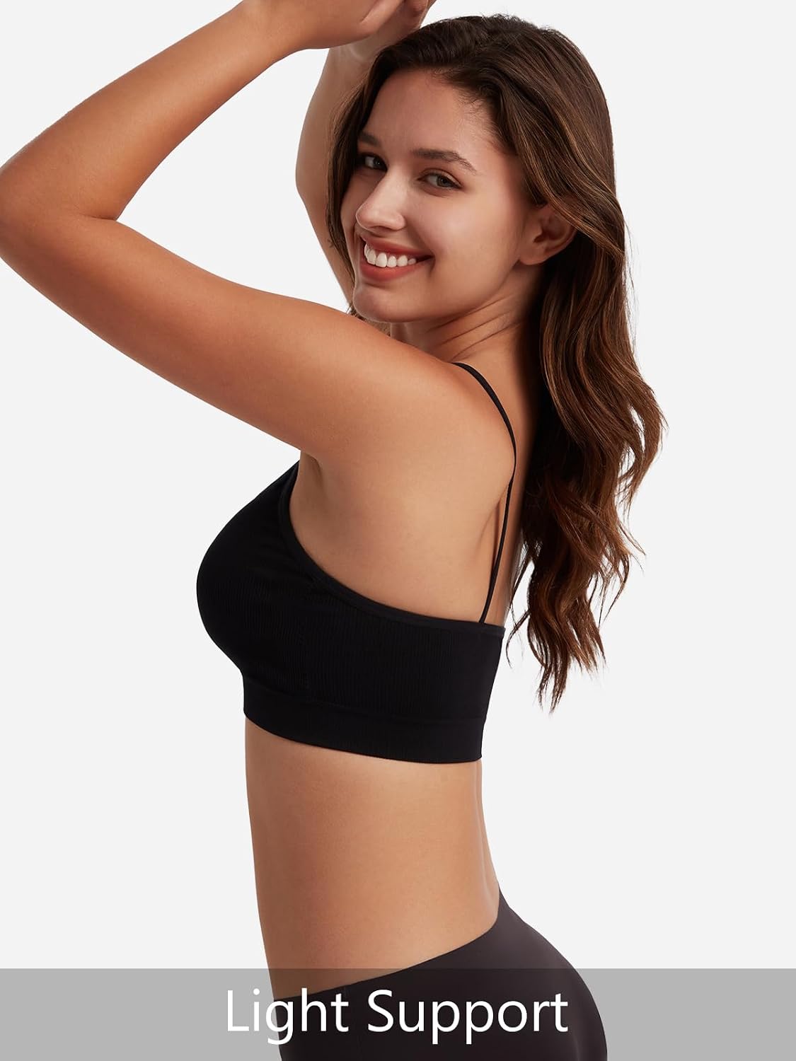 Detalle de HBselect 4er BHS Damen ohne Bügel Nahtlose Sports-Bralettes mit Push-up & herausnehmbaren Einlagen