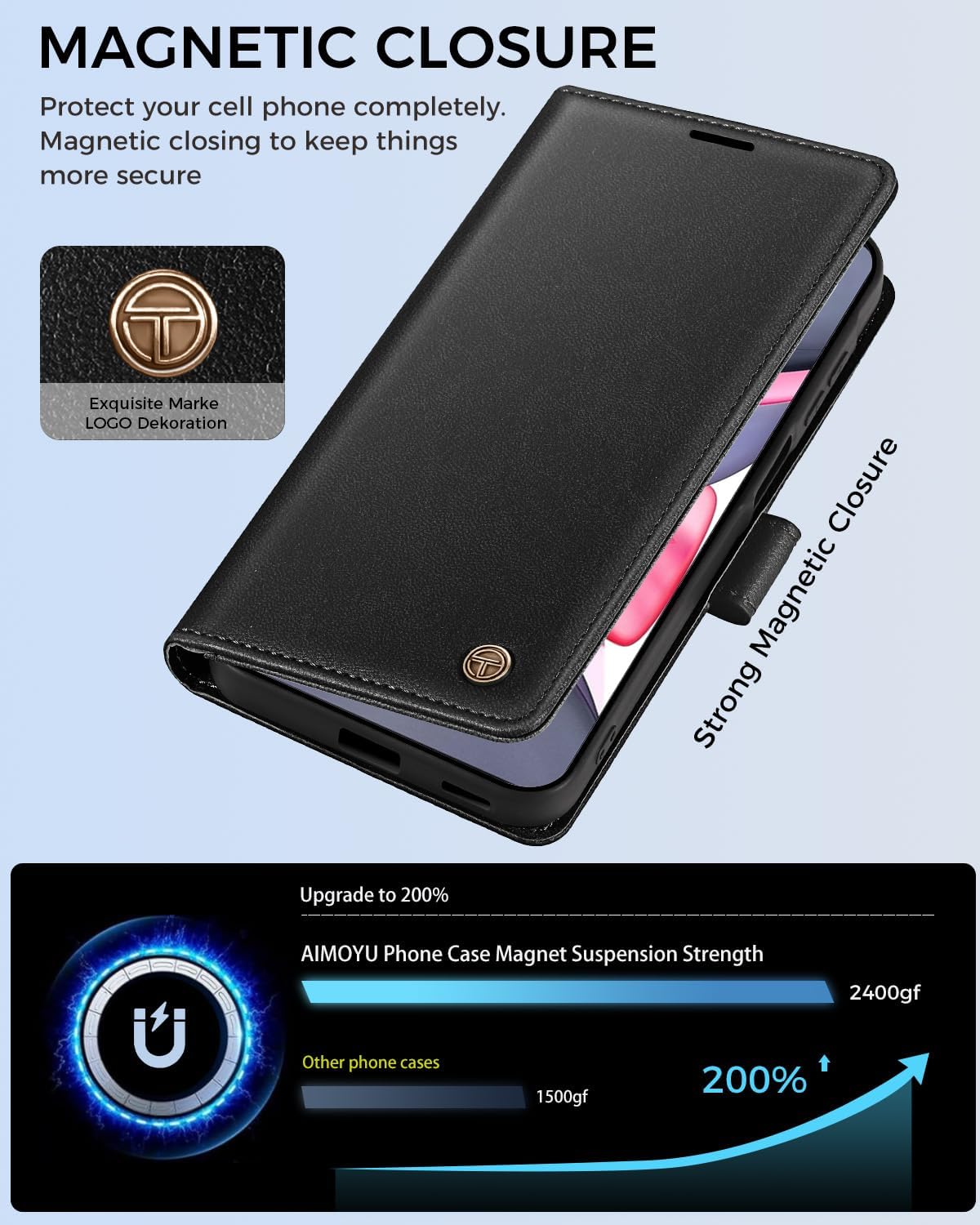Detalle 2 de iPhone 11 leather flip case with 4 slots