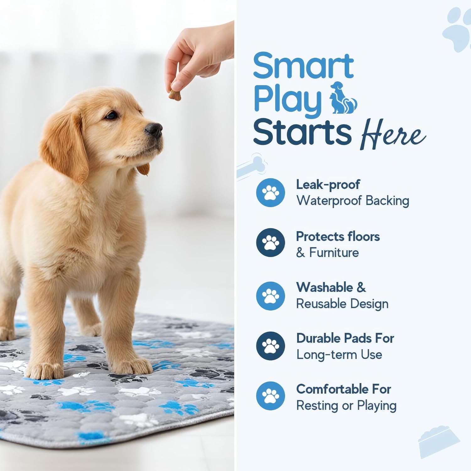 Detalle 2 de MAGNUS CREATIONS 5-Layer Washable Puppy Training Pads – Reusable 60×90 cm (2-Pack) for Medium & Large Dogs