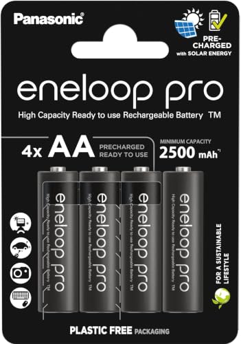 Detalle de eneloop pro AA/Mignon Ni-MH Packung mit 4 Akkus – zuverlässige Leistung für Gaming, Spielzeug und mehr