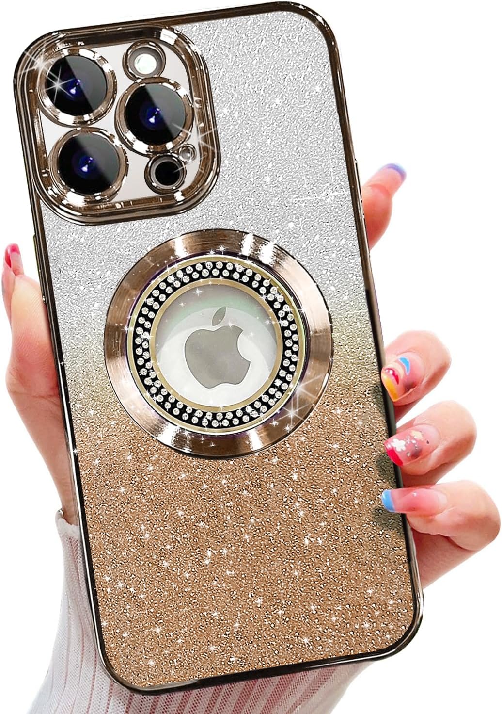 Misscase Glitter Magnetic Case for iPhone 16 Pro Max (Gold) – Full Protection with Camera Lens Shield