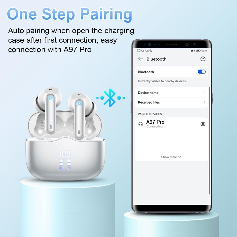 Detalle de xinwld Écouteurs Bluetooth sans fil 5,4 Hi‑Fi stéréo avec ENC, 4 micro, 40 h et IPX7
