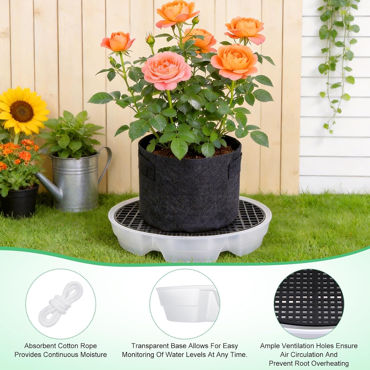 Detalle 2 de Yimomoyi self-watering plant saucers, 30 cm