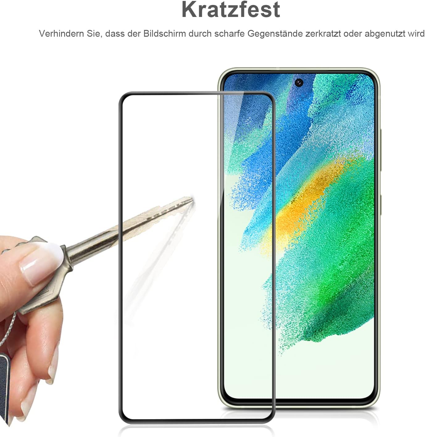 Detalle de Schutzfolie für Samsung Galaxy S21 FE 5G/4G – Panzer Glas, 2-Stück, 9H Härte, Blasenfrei, HD-Klar