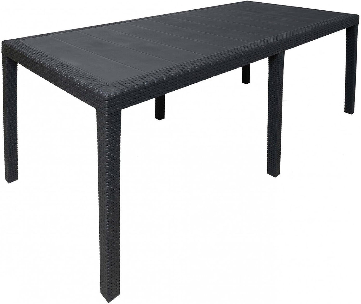 Detalle de Dmora Roma Tavolo da esterno allungabile 150/220x90h72 cm, effetto rattan – Antracite