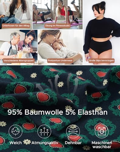 Detalle de INNERSY Damen-Unterhosen Slips Mehrpack Taillenslip – Hoch geschnitten, Retro Mehrfarbig, Größe S