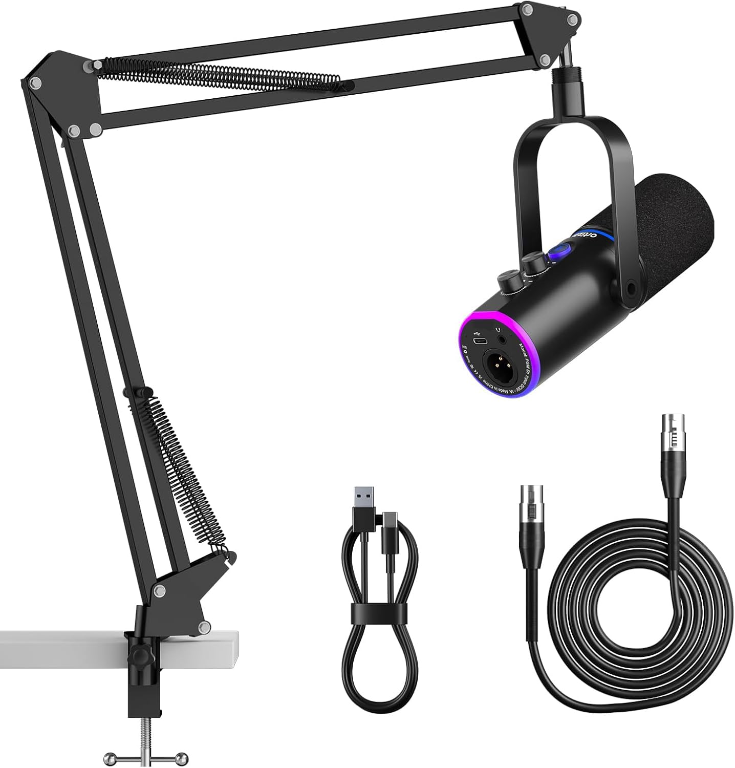 Detalle de Ortizan USB/XLR Mikrofon mit Arm, Mute und Monitoring – flexibel, direkt einsatzbereit