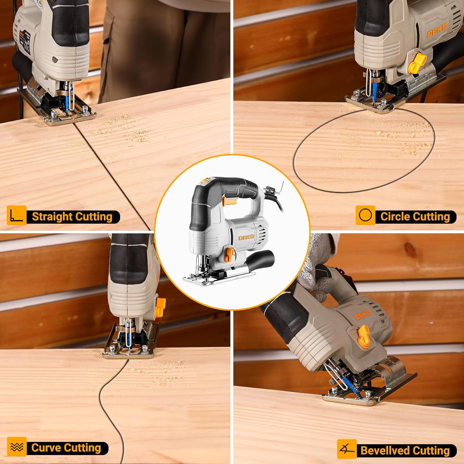Thumbnail 6 de DEKOPRO 550W Electric Jigsaw (Power Jigsaw) with 6-Speed Control, LED & ±45° Bevel Cutting