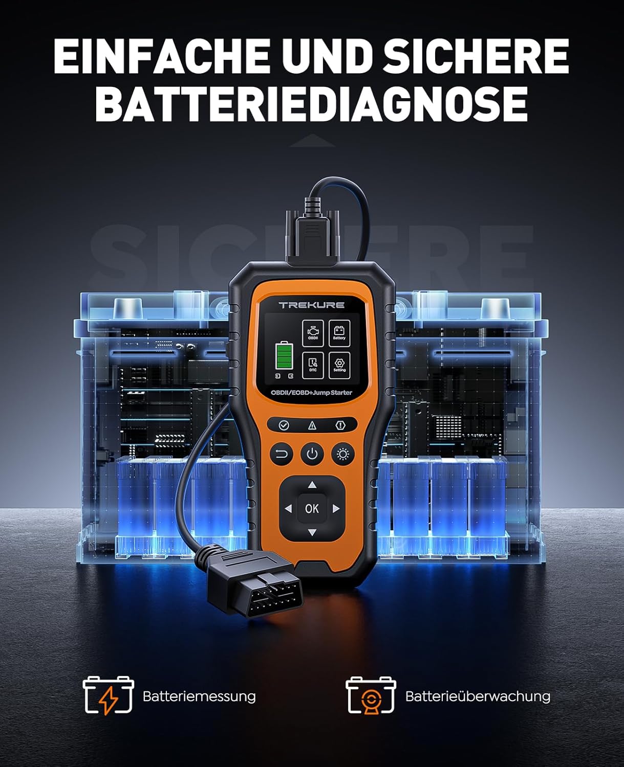 Thumbnail 3 de TREKURE 6000A Starthilfe Powerbank Auto mit OBD2 Diagnosegerät – All-in-One Notfallhelfer