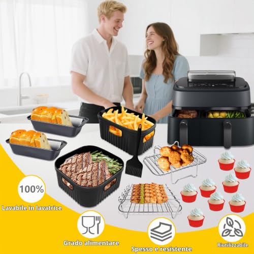 Thumbnail 6 de YINGRACE Accessori per Philips Airfryer Dual Basket NA350/NA550 in silicone